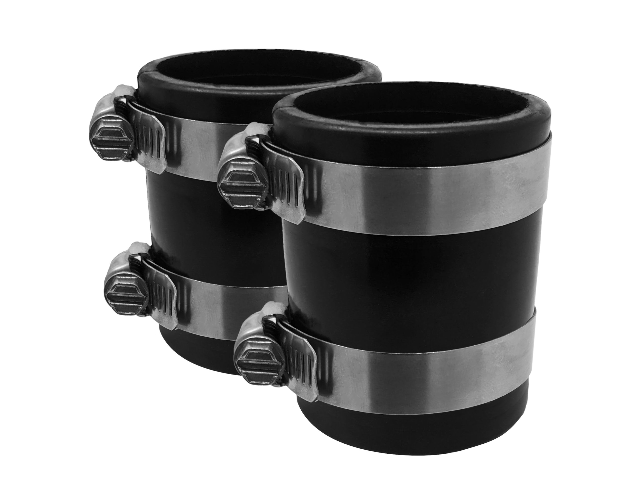 Buna-N Rubber Coupling with Stainless Steel Hose Clamps - 1.5 Inch (2 Pack)
